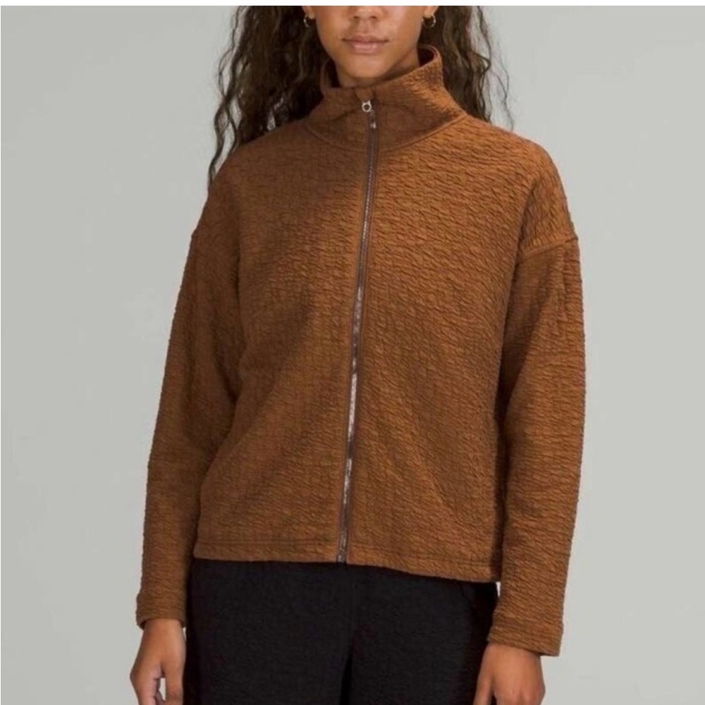 Lululemon Rippled Full Zip Textured Stretch Jacket Copper Brown Women's Size 4